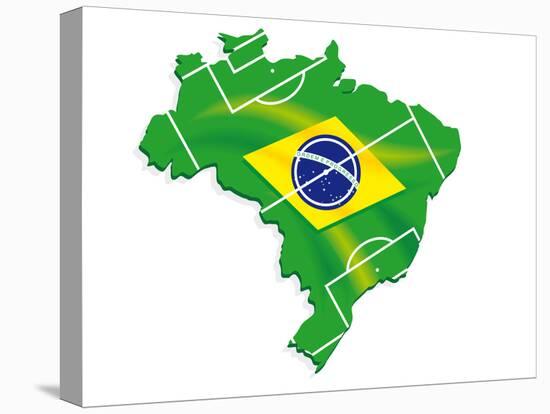 Brazil Map Flag Soccer-talitha-Stretched Canvas