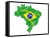 Brazil Map Flag Soccer-talitha-Framed Stretched Canvas