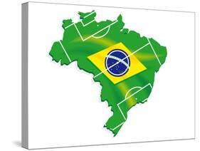 Brazil Map Flag Soccer-talitha-Stretched Canvas