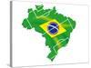 Brazil Map Flag Soccer-talitha-Stretched Canvas