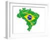 Brazil Map Flag Soccer-talitha-Framed Art Print