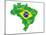 Brazil Map Flag Soccer-talitha-Mounted Art Print