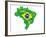 Brazil Map Flag Soccer-talitha-Framed Art Print