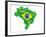 Brazil Map Flag Soccer-talitha-Framed Art Print