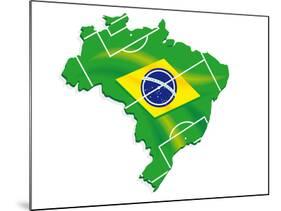 Brazil Map Flag Soccer-talitha-Mounted Art Print
