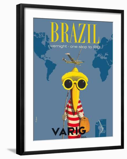 Brazil - Overnight One Stop to Rio De Janeiro - Varig Airlines - Lockheed Super G Constellation-Francesco Petit-Framed Giclee Print