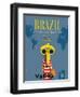 Brazil - Overnight One Stop to Rio de Janeiro - Varig Airlines, Vintage Travel Poster, 1950s-Francesco Petit-Framed Art Print