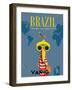 Brazil - Overnight One Stop to Rio de Janeiro - Varig Airlines, Vintage Travel Poster, 1950s-Francesco Petit-Framed Art Print