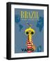 Brazil - Overnight One Stop to Rio de Janeiro - Varig Airlines, Vintage Travel Poster, 1950s-Francesco Petit-Framed Art Print