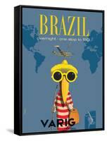 Brazil - Overnight One Stop to Rio de Janeiro - Varig Airlines, Vintage Travel Poster, 1950s-Francesco Petit-Framed Stretched Canvas