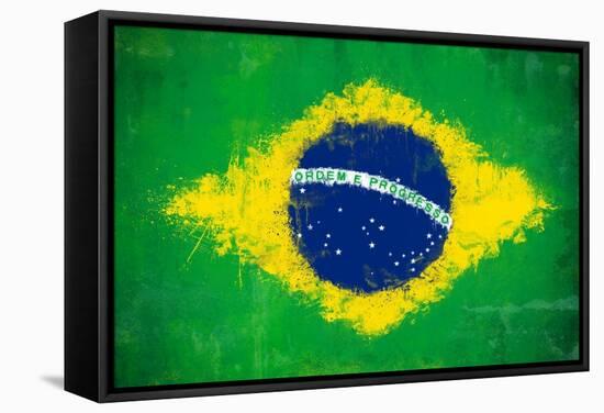 Brazil Painted Flag-jordygraph-Framed Stretched Canvas