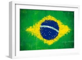 Brazil Painted Flag-jordygraph-Framed Art Print