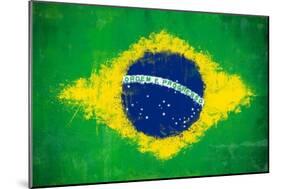 Brazil Painted Flag-jordygraph-Mounted Art Print