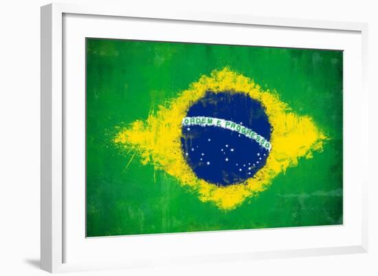 Brazil Painted Flag-jordygraph-Framed Art Print