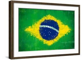 Brazil Painted Flag-jordygraph-Framed Art Print