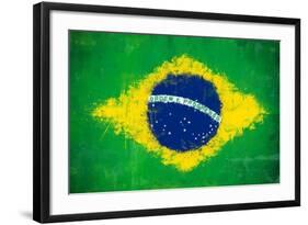 Brazil Painted Flag-jordygraph-Framed Art Print