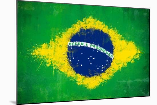 Brazil Painted Flag-jordygraph-Mounted Art Print