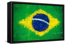 Brazil Painted Flag-jordygraph-Framed Stretched Canvas