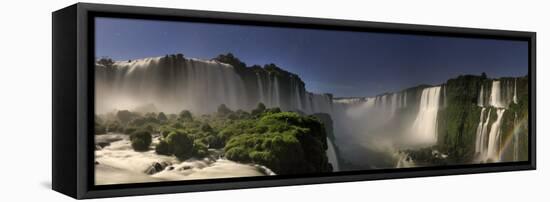 Brazil, Parana, Iguassu Falls National Park (Cataratas Do Iguacu) Illuminated Only by Monlight-Michele Falzone-Framed Stretched Canvas