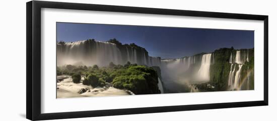 Brazil, Parana, Iguassu Falls National Park (Cataratas Do Iguacu) Illuminated Only by Monlight-Michele Falzone-Framed Premium Photographic Print