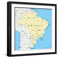 Brazil Political Map-Peter Hermes Furian-Framed Art Print