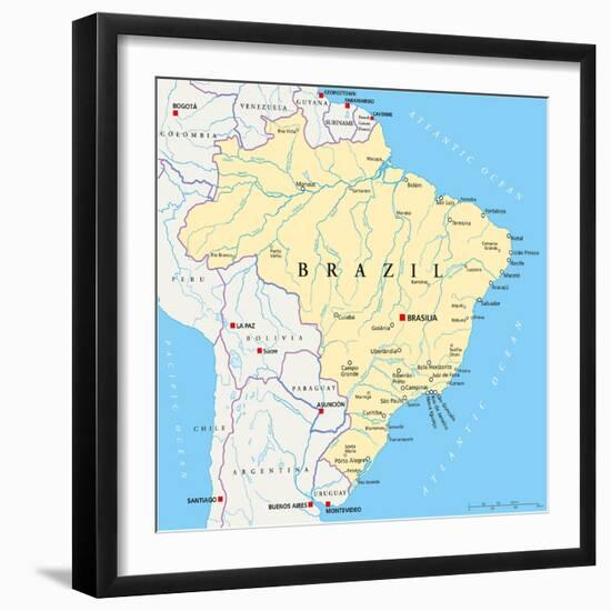 Brazil Political Map-Peter Hermes Furian-Framed Art Print