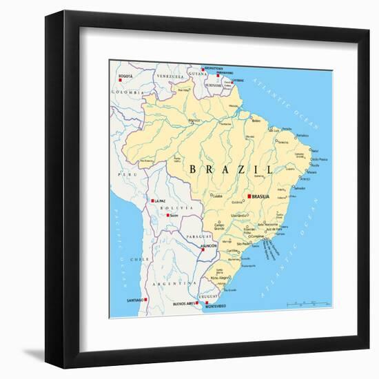 Brazil Political Map-Peter Hermes Furian-Framed Art Print