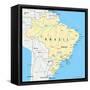 Brazil Political Map-Peter Hermes Furian-Framed Stretched Canvas