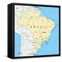 Brazil Political Map-Peter Hermes Furian-Framed Stretched Canvas