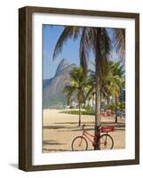 Brazil, Rio De Janeiro, Leblon Beach, Bike Leaning on Palm Tree-Jane Sweeney-Framed Photographic Print