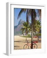 Brazil, Rio De Janeiro, Leblon Beach, Bike Leaning on Palm Tree-Jane Sweeney-Framed Photographic Print