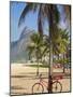 Brazil, Rio De Janeiro, Leblon Beach, Bike Leaning on Palm Tree-Jane Sweeney-Mounted Photographic Print