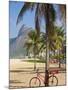 Brazil, Rio De Janeiro, Leblon Beach, Bike Leaning on Palm Tree-Jane Sweeney-Mounted Photographic Print