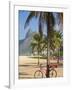 Brazil, Rio De Janeiro, Leblon Beach, Bike Leaning on Palm Tree-Jane Sweeney-Framed Photographic Print