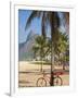 Brazil, Rio De Janeiro, Leblon Beach, Bike Leaning on Palm Tree-Jane Sweeney-Framed Photographic Print