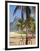 Brazil, Rio De Janeiro, Leblon Beach, Bike Leaning on Palm Tree-Jane Sweeney-Framed Photographic Print