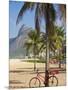 Brazil, Rio De Janeiro, Leblon Beach, Bike Leaning on Palm Tree-Jane Sweeney-Mounted Photographic Print