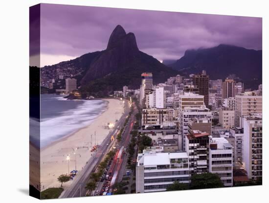 Brazil, Rio De Janeiro, View of Leblon Beach and Two Brothers Mountain - Dois Irmaos-Jane Sweeney-Stretched Canvas