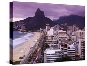 Brazil, Rio De Janeiro, View of Leblon Beach and Two Brothers Mountain - Dois Irmaos-Jane Sweeney-Stretched Canvas