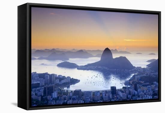 Brazil, Rio De Janeiro, View of Sugarloaf and Rio De Janeiro City-Michele Falzone-Framed Stretched Canvas