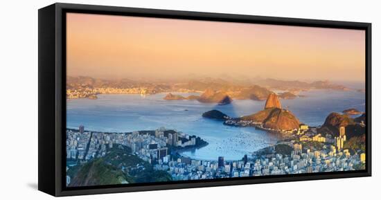 Brazil, Rio De Janeiro, View of Sugarloaf and Rio De Janeiro City-Michele Falzone-Framed Stretched Canvas