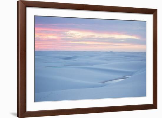 Brazil's Lencois Maranhenses National Park Sand Dunes and Lagoons at Sunset-Alex Saberi-Framed Photographic Print