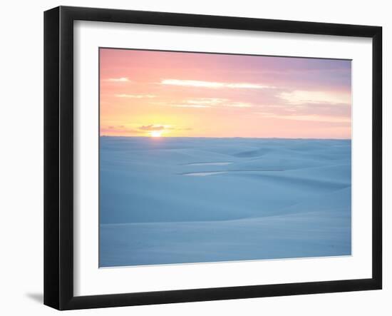 Brazil's Lencois Maranhenses National Park Sand Dunes and Lagoons at Sunset-Alex Saberi-Framed Photographic Print