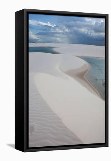 Brazil's Lencois Maranhenses Sand Dunes and Lagoons on a Stormy Afternoon-Alex Saberi-Framed Stretched Canvas