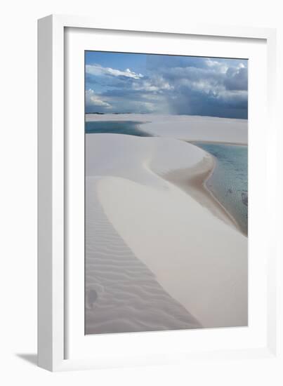 Brazil's Lencois Maranhenses Sand Dunes and Lagoons on a Stormy Afternoon-Alex Saberi-Framed Photographic Print