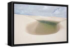 Brazil's Lencois Maranhenses Sand Dunes and Lagoons on a Sunny Afternoon-Alex Saberi-Framed Stretched Canvas