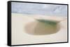 Brazil's Lencois Maranhenses Sand Dunes and Lagoons on a Sunny Afternoon-Alex Saberi-Framed Stretched Canvas