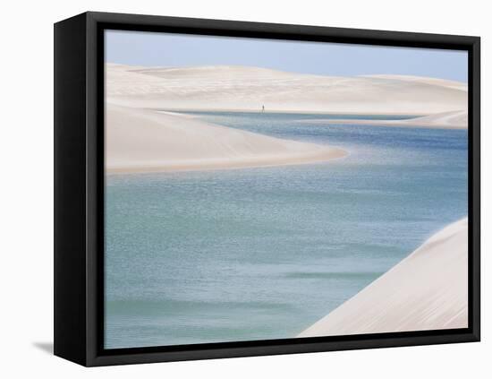 Brazil's Lencois Maranhenses Sand Dunes and Lagoons on a Sunny Afternoon-Alex Saberi-Framed Stretched Canvas