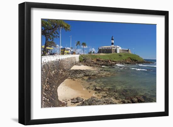 Brazil, Salvador Da Bahia, District Barra, Fort, Lighthouse, Rock Coast, Sea-Chris Seba-Framed Photographic Print
