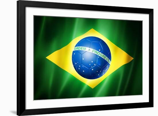 Brazil Soccer World Cup 2014 Flag-daboost-Framed Art Print